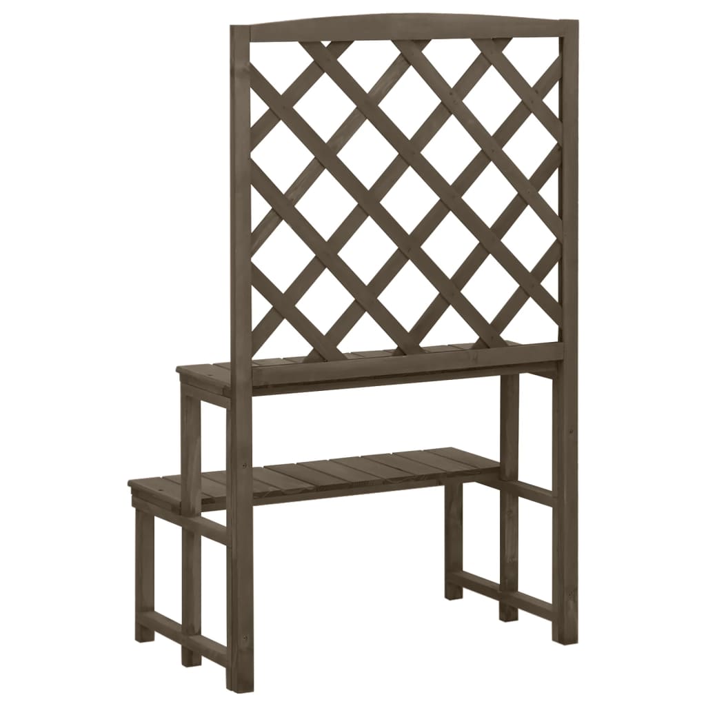 Plantenrek Met Latwerk 70X42X5 Cm Massief Vurenhout Grijs