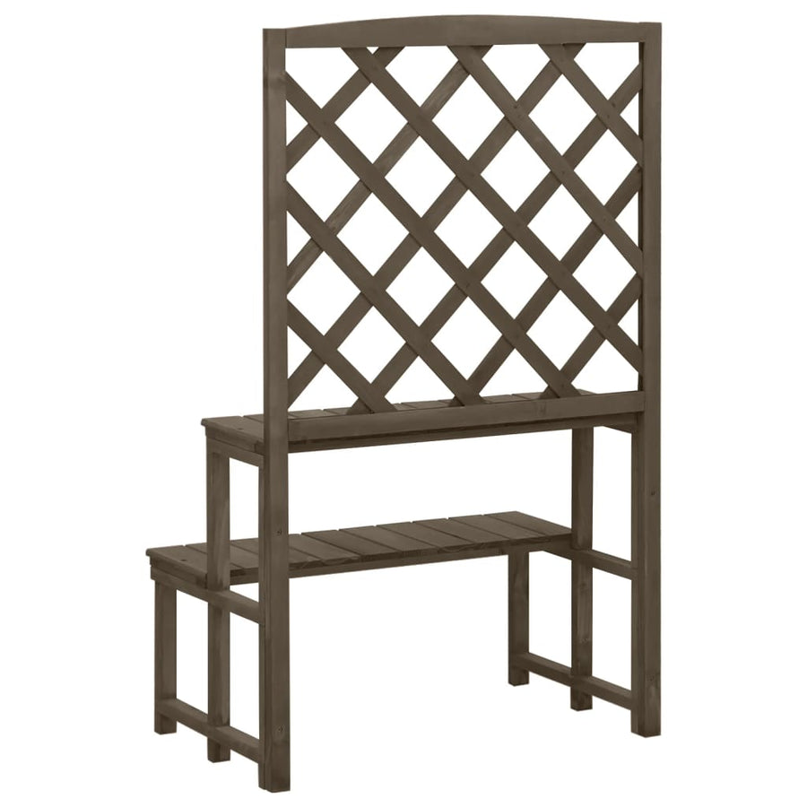 Plantenrek Met Latwerk 70X42X5 Cm Massief Vurenhout Grijs