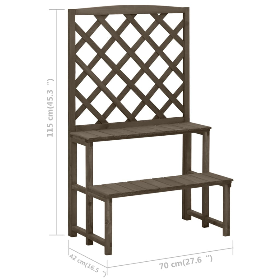 Plantenrek Met Latwerk 70X42X5 Cm Massief Vurenhout Grijs