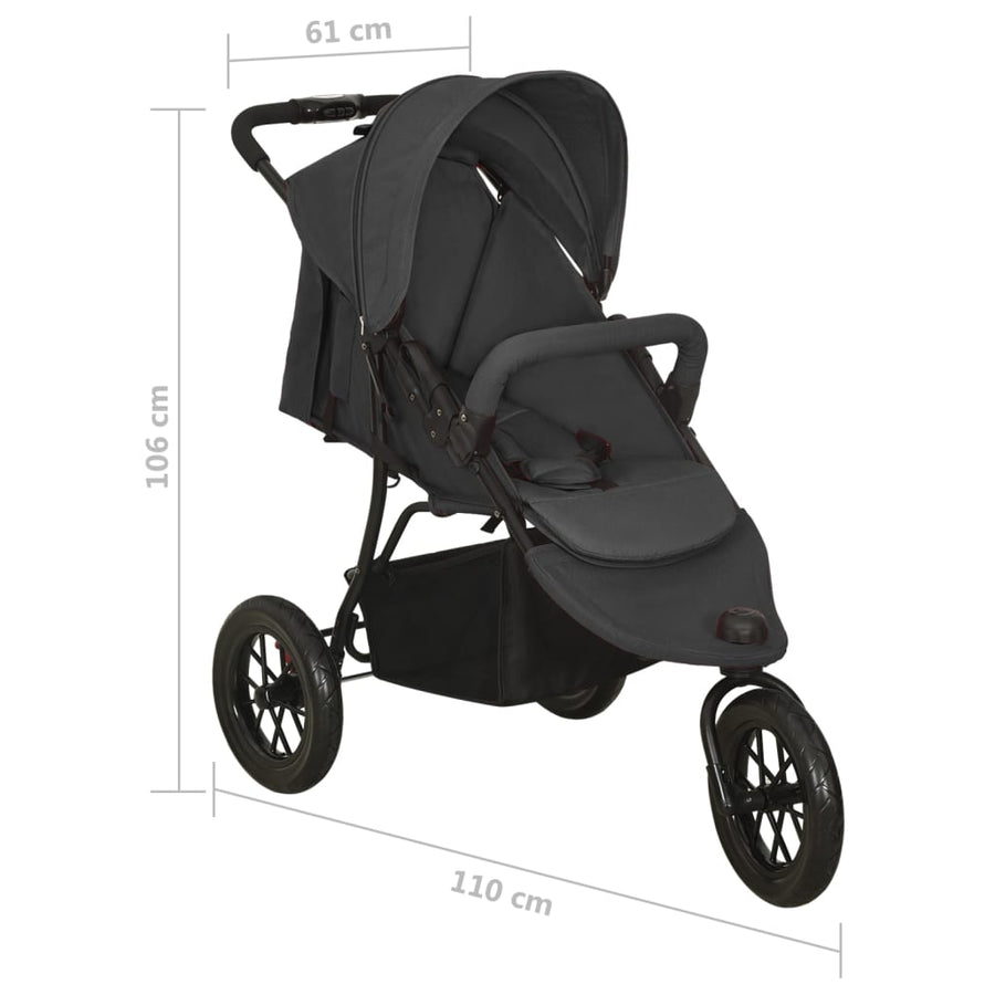 Kinderwagen Staal Kleurig Antraciet
