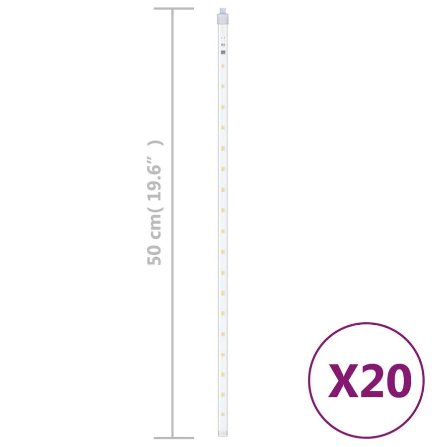 Meteoorlichten 20 st 720 LED's binnen/buiten 50 cm warmwit