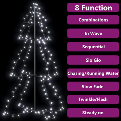 Kegelkerstboom 160 Led's Binnen En Buiten 78X120 Cm Koudwit 120 x 78 cm