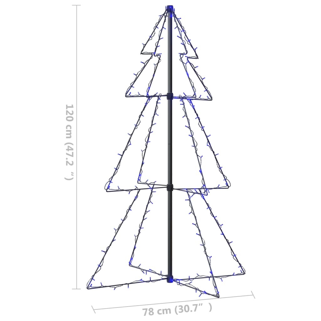 Kegelkerstboom 60 Led's Binnen En Buiten 78X20 Cm 120 x 78 cm Blauw