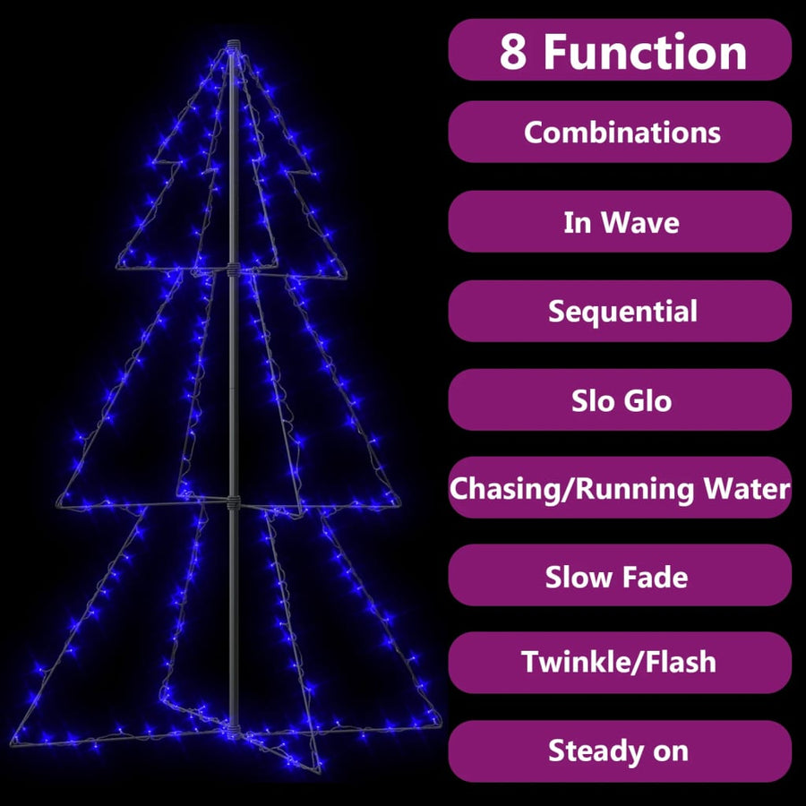 Kegelkerstboom 200 Led's Binnen En Buiten 98X50 Cm 150 x 98 cm Blauw