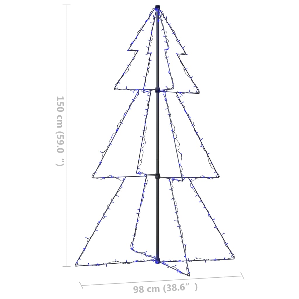 Kegelkerstboom 200 Led's Binnen En Buiten 98X50 Cm 150 x 98 cm Blauw