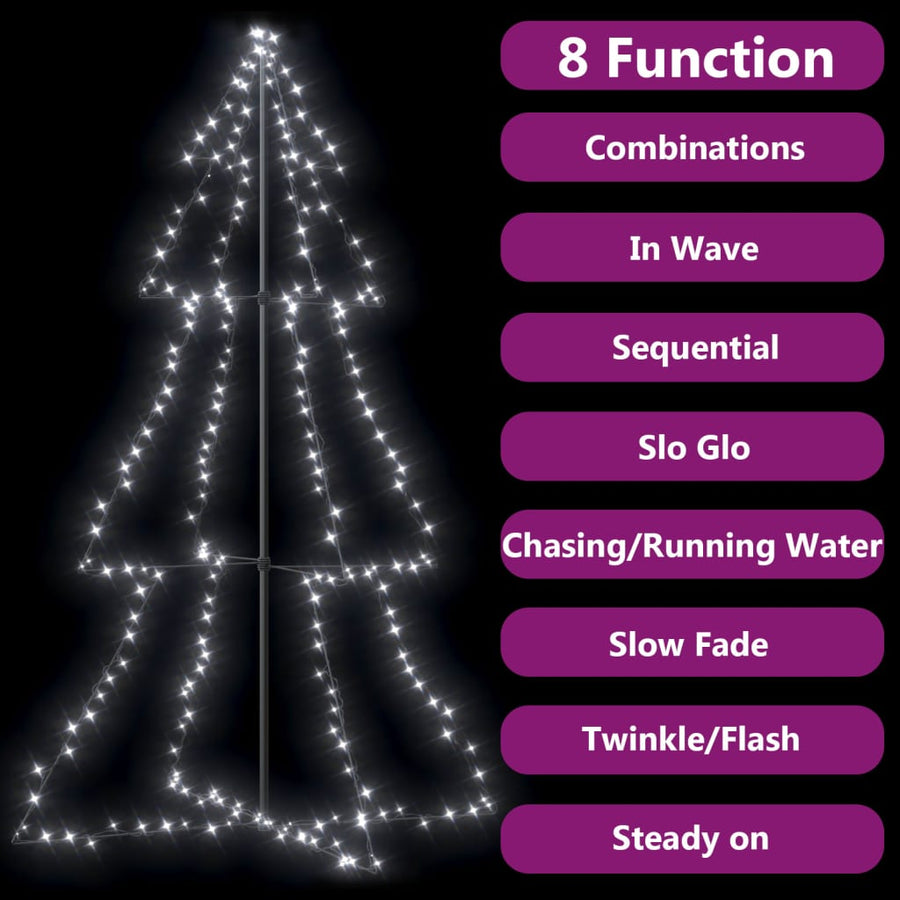 Kegelkerstboom 240 Led's Binnen En Buiten 8X50 Cm 180 x 118 cm Koudwit