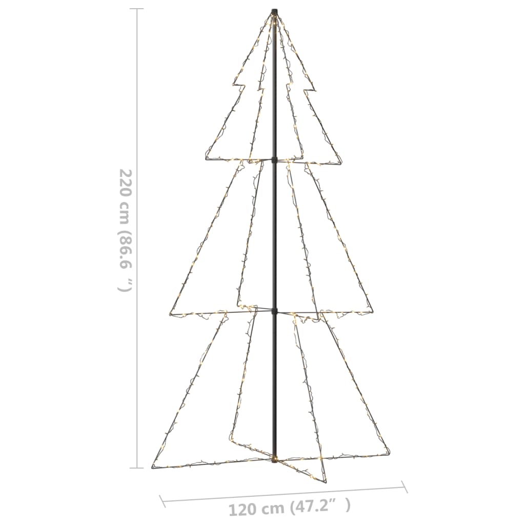 Kegelkerstboom 300 Led's Binnen En Buiten 20X220 Cm 220 x 120 cm Warmwit