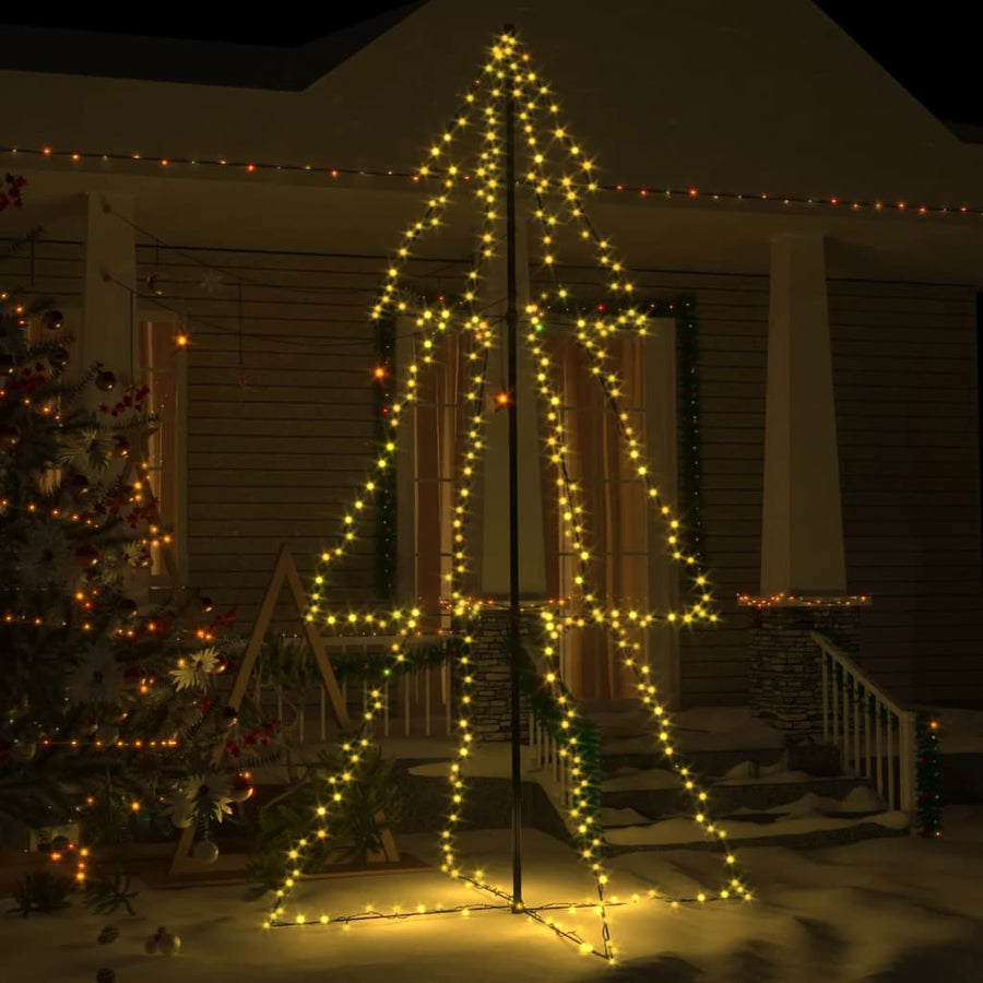Kegelkerstboom 300 Led's Binnen En Buiten 20X220 Cm 220 x 120 cm Warmwit