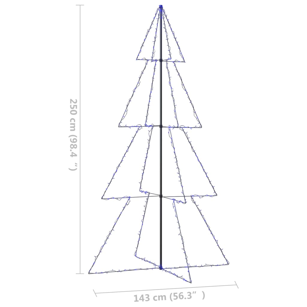 Kegelkerstboom 360 Led's Binnen En Buiten 43X250 Cm 250 x 143 cm Blauw