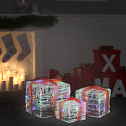 Kerstverlichting geschenkdozen 3 stuks acryl multicolor