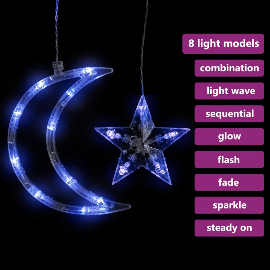 Lichtslinger ster en maan afstandsbediening 345 LED's blauw 345 led Blauw