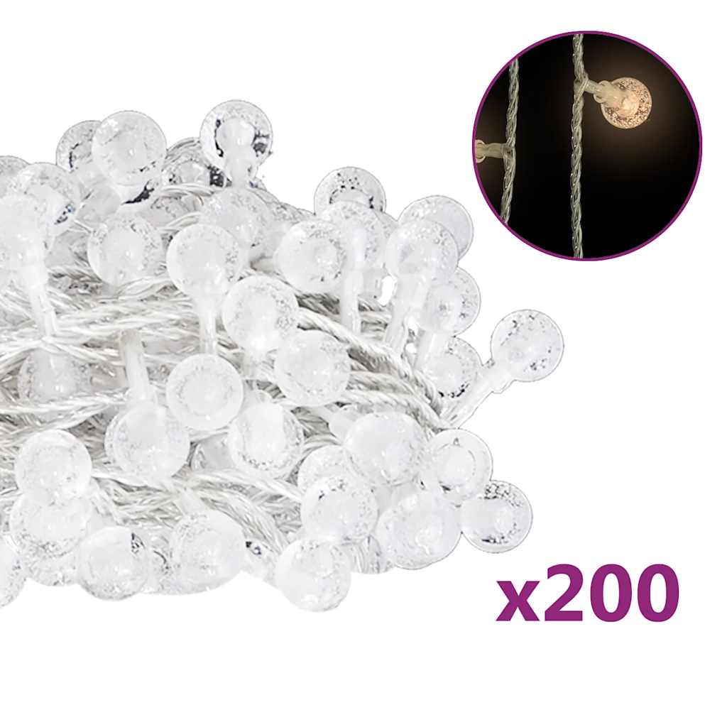 Lichtsnoer met 200 LED's 8 functies warmwit 20 m