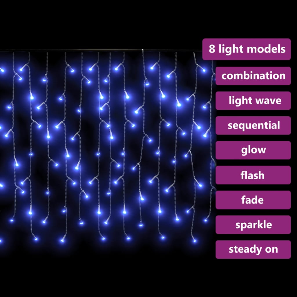 Lichtgordijn Met 400 Led's En 8 Functies 10 M Blauw