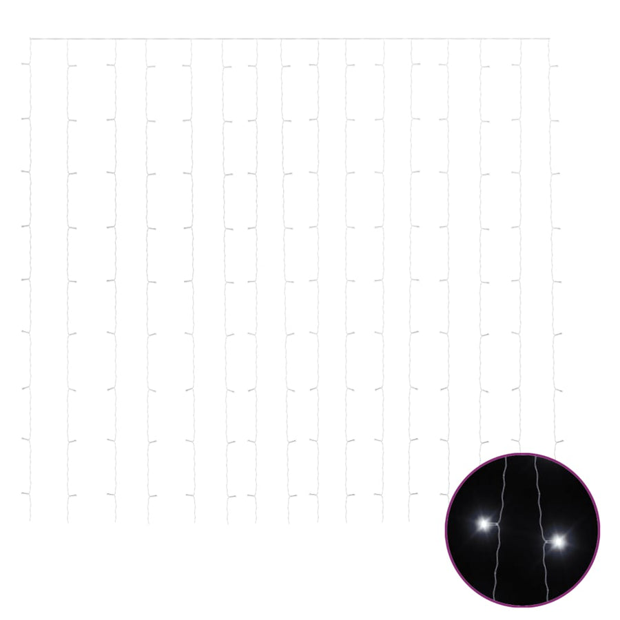 Lichtsnoergordijn Met 300 Led's En 8 Functies 3X3 M Koudwit