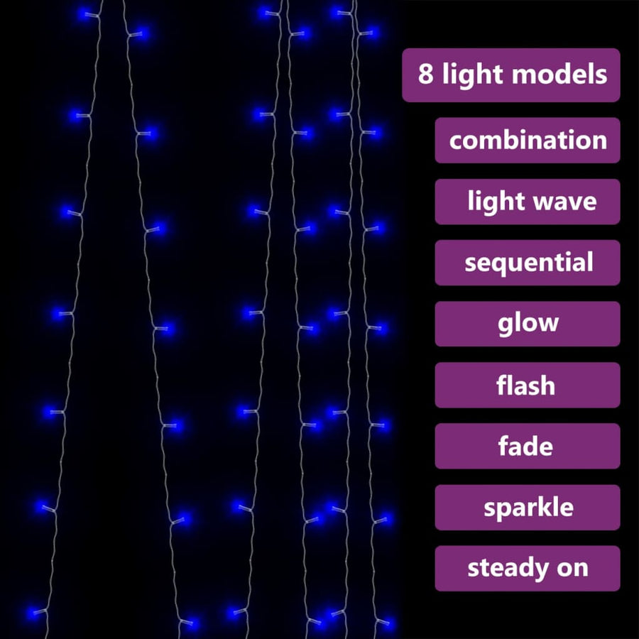 Lichtsnoergordijn Met 300 Led's En 8 Functies 3X3 M Blauw