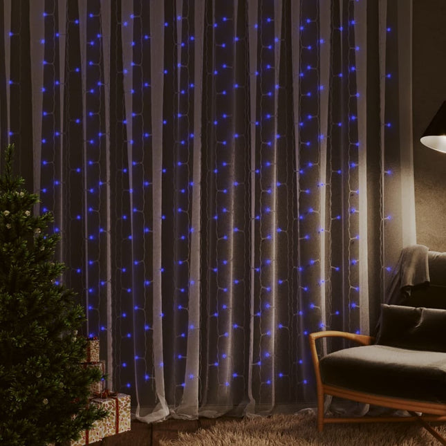 Lichtsnoergordijn Met 300 Led's En 8 Functies 3X3 M Blauw