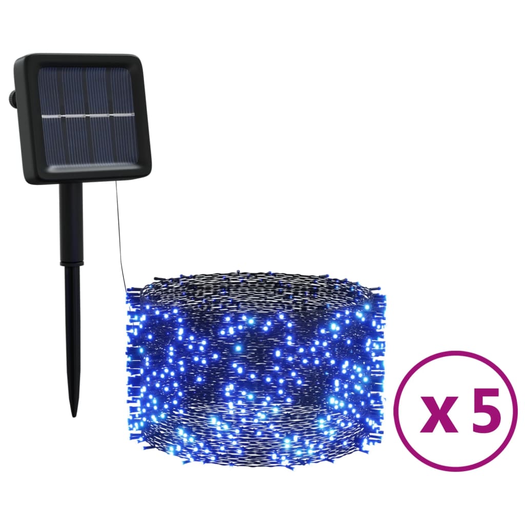 5 st Lichtslinger met 200 LED's solar binnen/buiten blauw 5 Blauw