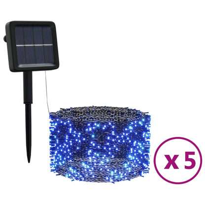 5 st Lichtslinger met 200 LED's solar binnen/buiten blauw 5 Blauw