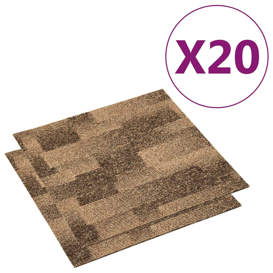 Vloertapijt 20 pcs Bruin 50 x 50 cm PP