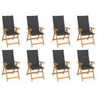 Garden chairs 8 pcs adjustable with cushions solid teak wood