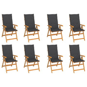 Garden chairs 8 pcs adjustable with cushions solid teak wood