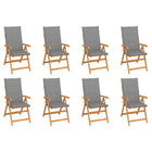 Tuinstoelen 8 st massief teakhout verstelbaar grijs