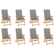 Tuinstoelen 8 st massief teakhout verstelbaar grijs