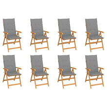 Tuinstoelen Verstelbaar Met Kussens Massief Teakhout 8 Grijs