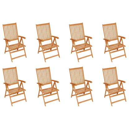 Tuinstoelen Verstelbaar Met Kussens Massief Teakhout 8 Grijs