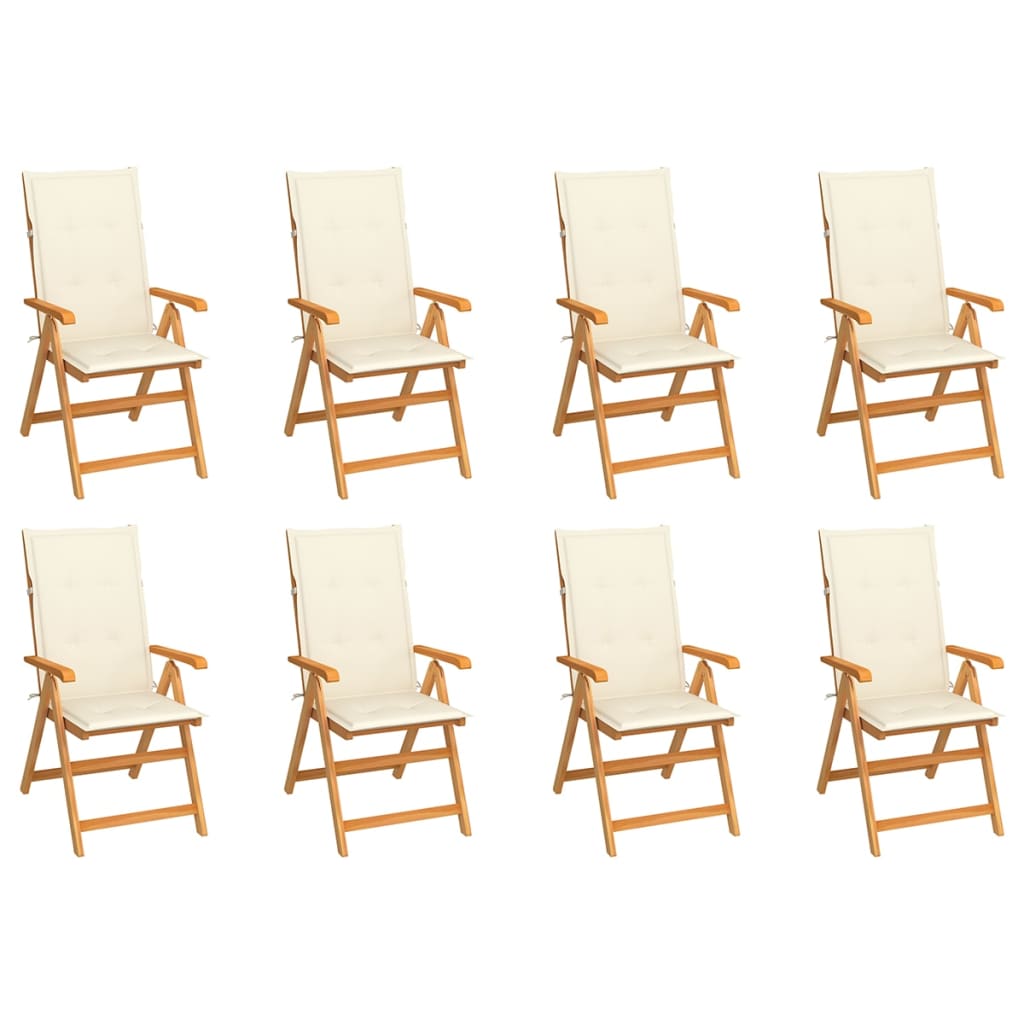 Tuinstoelen Verstelbaar Met Kussens Massief Teakhout 8 Crème