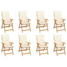Tuinstoelen Verstelbaar Met Kussens Massief Teakhout 8 Crème