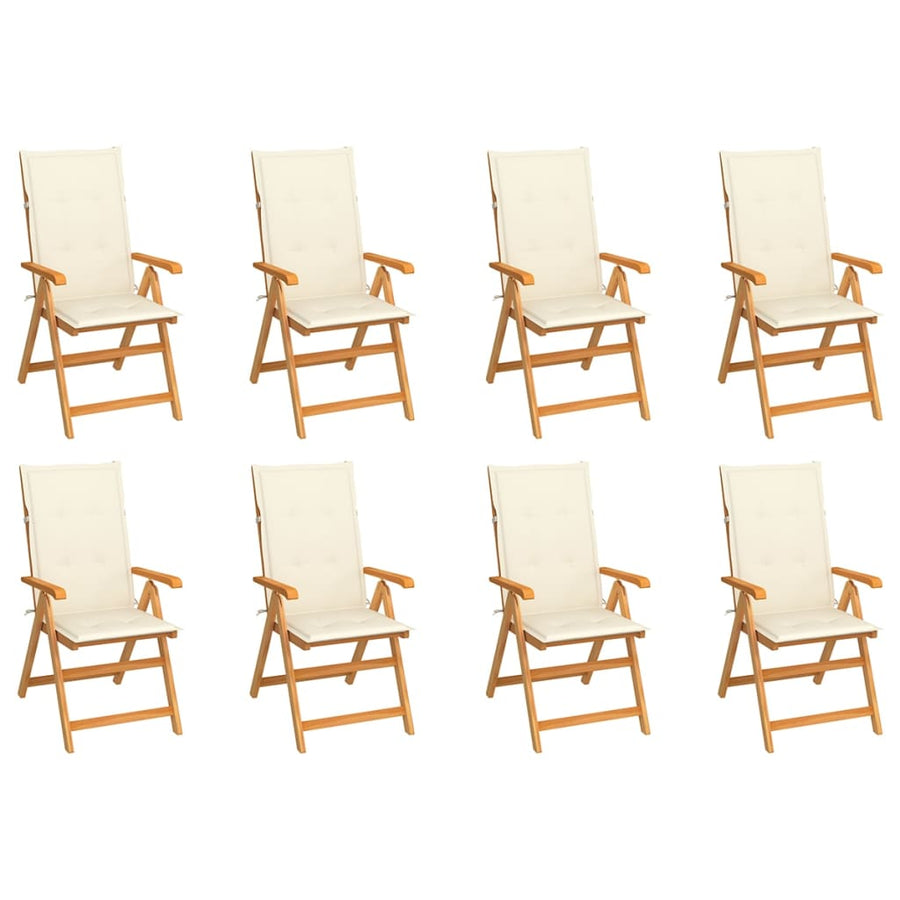 Tuinstoelen Verstelbaar Met Kussens Massief Teakhout 8 Crème