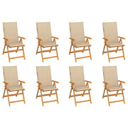 Garden chairs 8 pcs adjustable with cushions solid teak wood