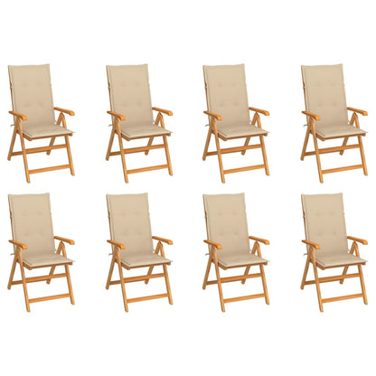 Tuinstoelen Verstelbaar Met Kussens Massief Teakhout 8 Beige