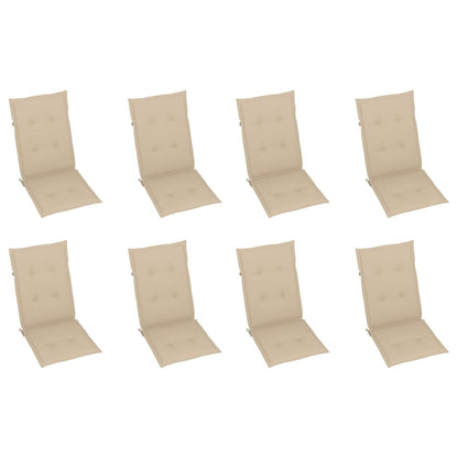 Tuinstoelen Verstelbaar Met Kussens Massief Teakhout 8 Beige