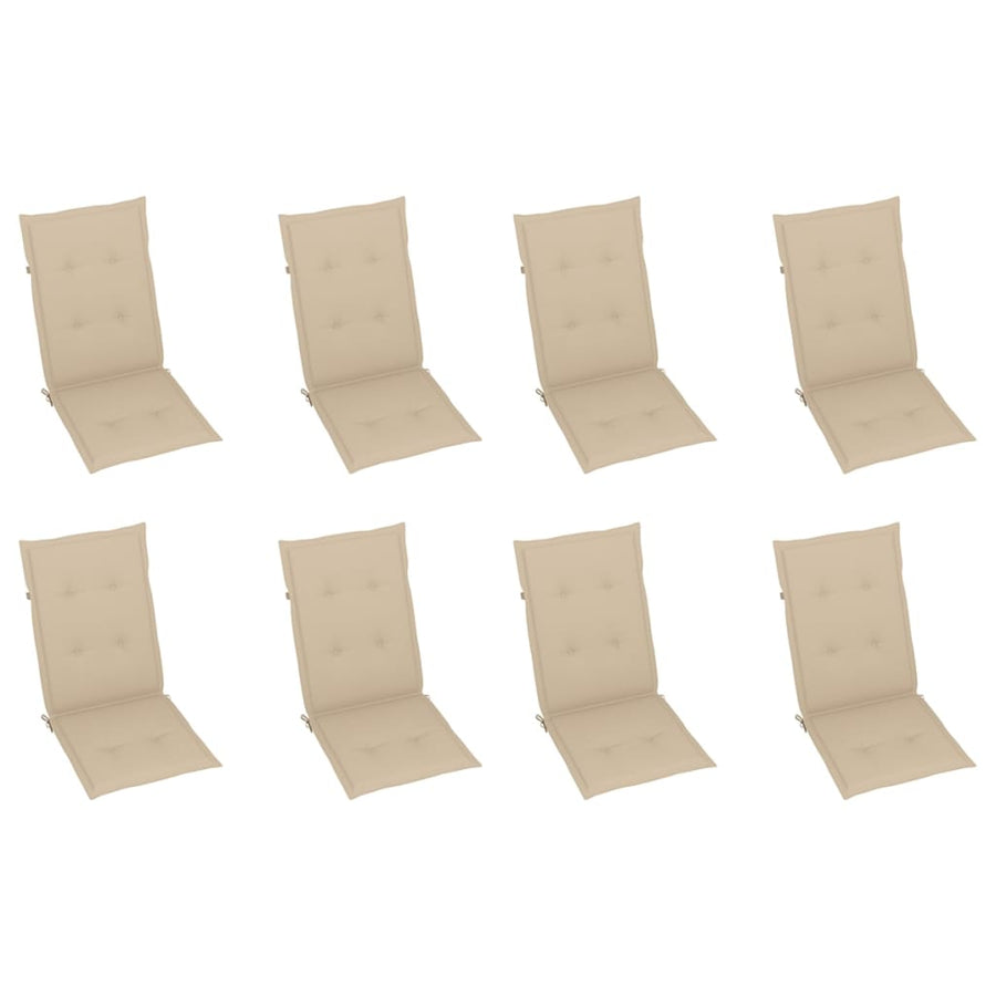 Tuinstoelen Verstelbaar Met Kussens Massief Teakhout 8 Beige