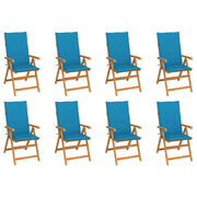 Garden chairs 8 pcs adjustable with cushions solid teak wood