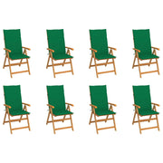Garden chairs 8 pcs adjustable with cushions solid teak wood