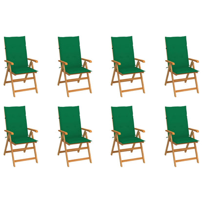 Tuinstoelen Verstelbaar Met Kussens Massief Teakhout 8 Groen