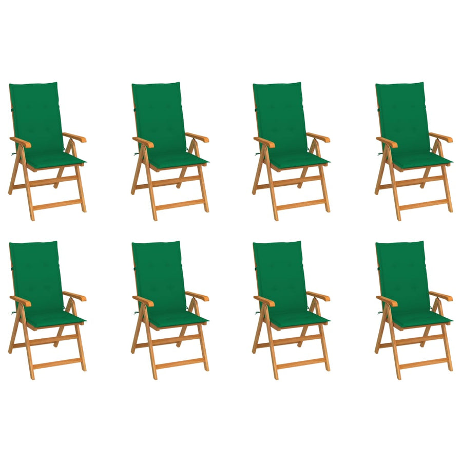 Tuinstoelen Verstelbaar Met Kussens Massief Teakhout 8 Groen
