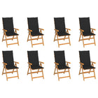 Garden chairs 8 pcs adjustable with cushions solid teak wood