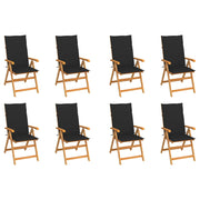 Garden chairs 8 pcs adjustable with cushions solid teak wood
