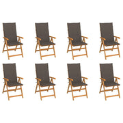Garden chairs 8 pcs adjustable with cushions solid teak wood