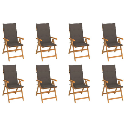 Tuinstoelen Verstelbaar Met Kussens Massief Teakhout 8 Taupe