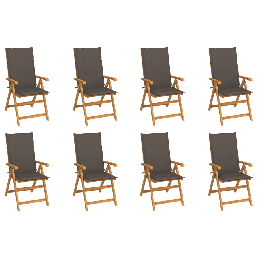 Tuinstoelen Verstelbaar Met Kussens Massief Teakhout 8 Taupe