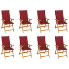 Garden chairs 8 pcs adjustable with cushions solid teak wood
