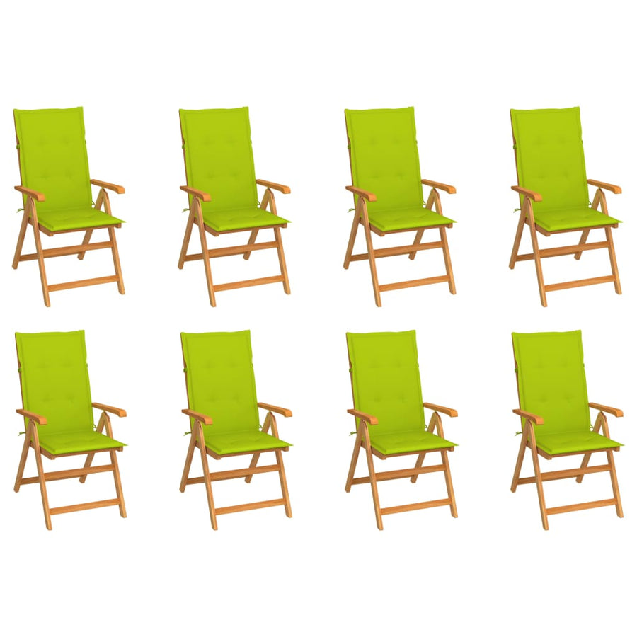 Tuinstoelen Verstelbaar Met Kussens Massief Teakhout 8 Heldergroen