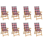 Garden chairs 8 pcs adjustable with cushions solid teak wood