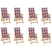 Garden chairs 8 pcs adjustable with cushions solid teak wood
