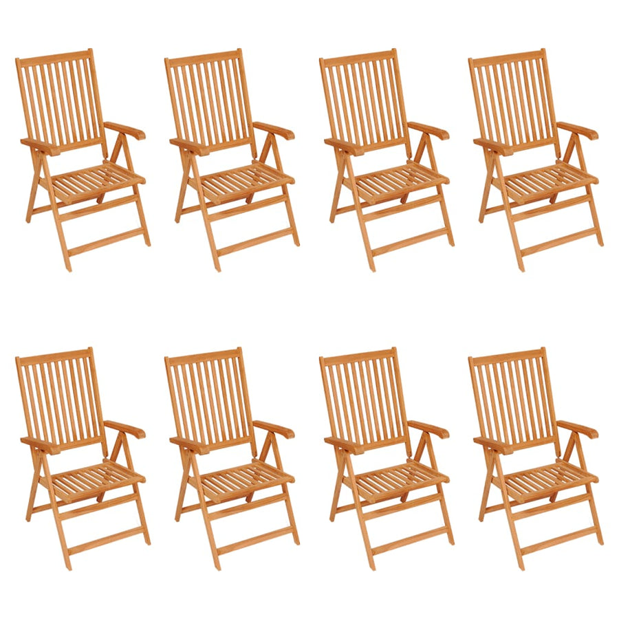 Tuinstoelen Verstelbaar Met Kussens Massief Teakhout 8 Rood ruitpatroon